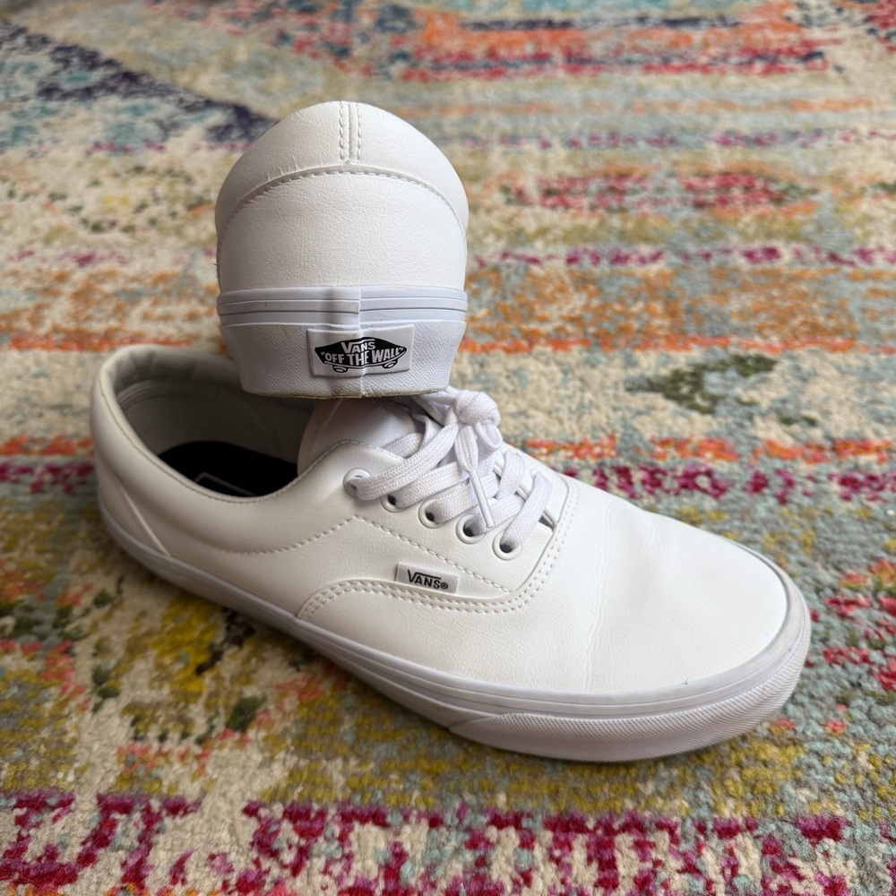Vans Classic Tumble Era White Leather Sneakers Size Women 10.5 Men 9